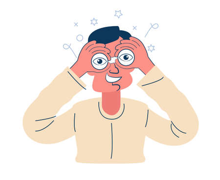 Man looking through binoculars. Business goal search concept. The eyes look ahead. Strategy Vision of the future.のイラスト素材