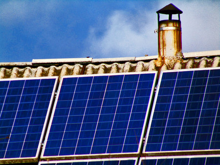 solar panels on a house roof