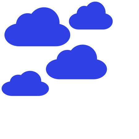 several blue clouds on a white background