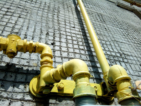 gas pipes on a wall