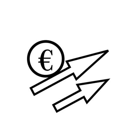 euro rate increase icon. arrow up - illustrationの写真素材