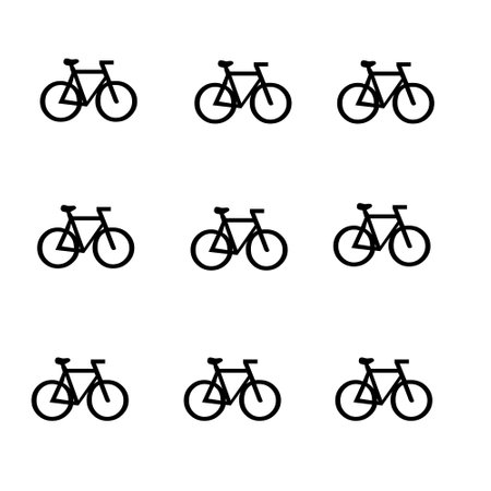 several bicycles isolated on white - illustrationの写真素材
