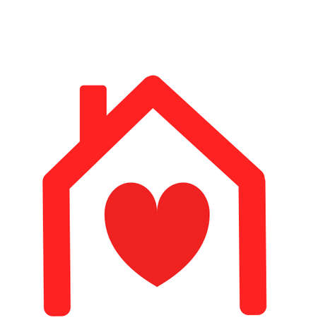the shape of a house with a red heart in its center - illustrationの写真素材