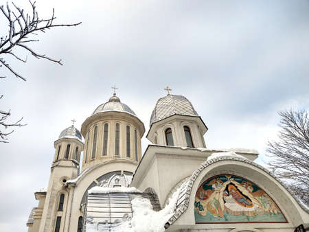 Orthodox church in Baia Mare city - in winterの写真素材