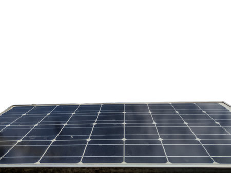 Power solar panel. alternative clean green energy concept. Isolated on whiteの写真素材