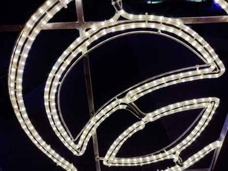 Christmas decorations made of lights in Baia Mare city, Romania