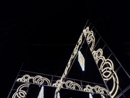 Christmas decorations made of lights in Baia Mare city, Romania
