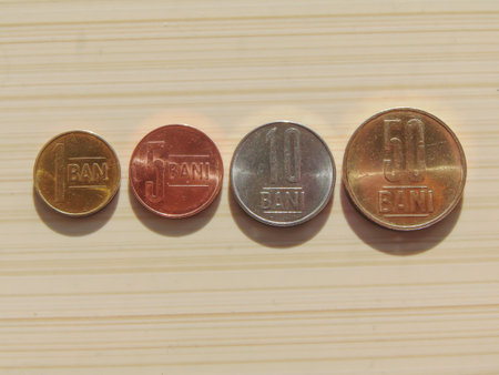 Group of Romanian coins (Lei). Moneyの写真素材