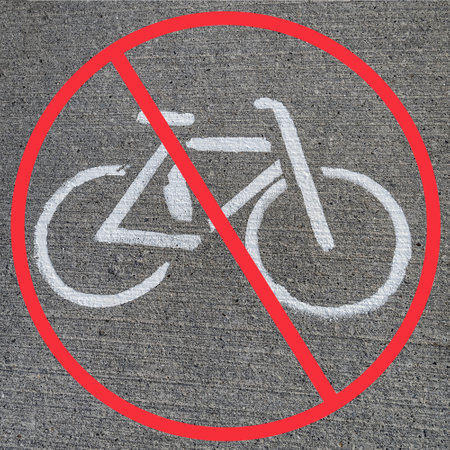No bikes allowed. Stop sign for bicyclesの写真素材