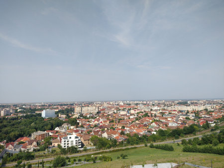 Aerial view of Oradea city, Romania, in July 2023