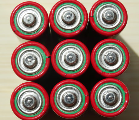 Group of AA batteries. Close view