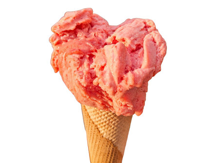 Strawberry ice cream isolated on white background