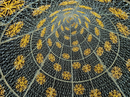 View from under a Christmas tree made of lights