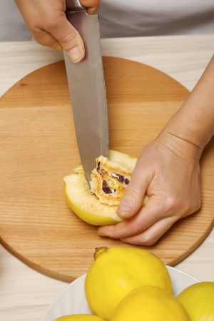 Preparation of quince with honey and nutsの写真素材