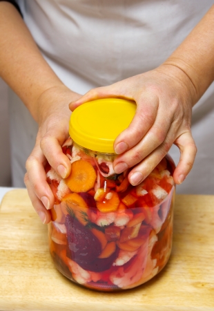 Pickling cauliflower with beetroot  Home in the kitchenの写真素材