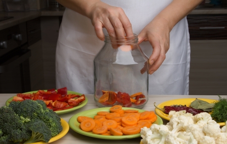 Pickling cauliflower with beetroot  Home in the kitchenの写真素材