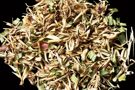 Lemon grass on black backgroundの写真素材