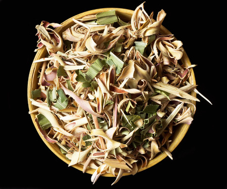 Lemon grass on black backgroundの写真素材