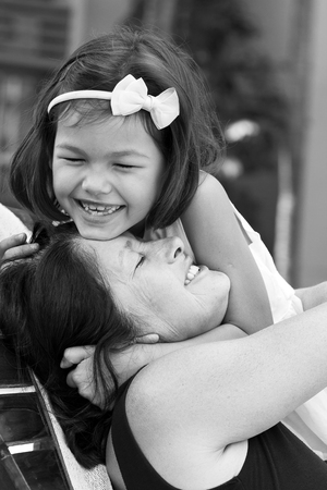 Portrait of a grandmother with her granddaughterの写真素材