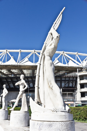 Statue in the Marble Stadium of Rome, Italyのeditorial素材