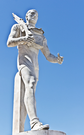 Statue in the Marble Stadium of Rome, Italy Statue in the Marble Stadium of Rome, Italy
