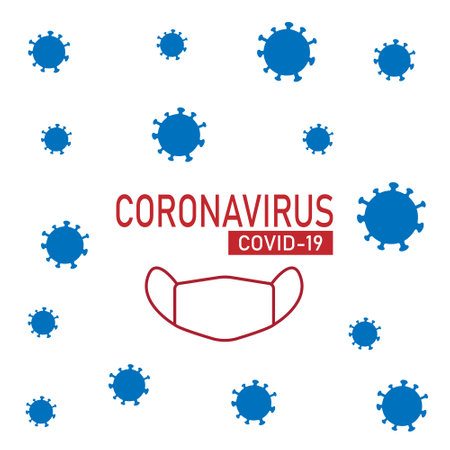 vector illustration of coronavirus with lettering and bokteriaのイラスト素材