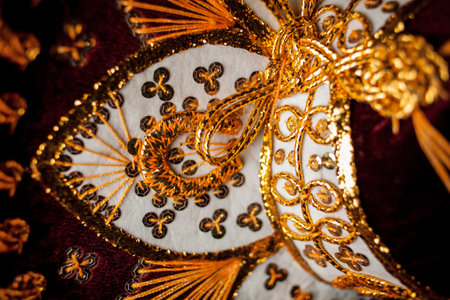 closeup photo of details of Mexican sombrero hat. Vintage Mexican on black.の写真素材