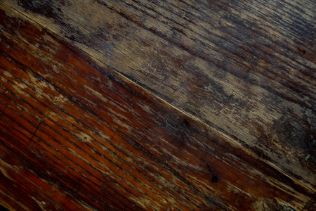 Old scratch wood wall texture background. old scratched wooden oak board with cracks, vintage background. Natural Wood Texture Background. Almond Tree Wood Grained Texture. Dark Wooden Background.の写真素材