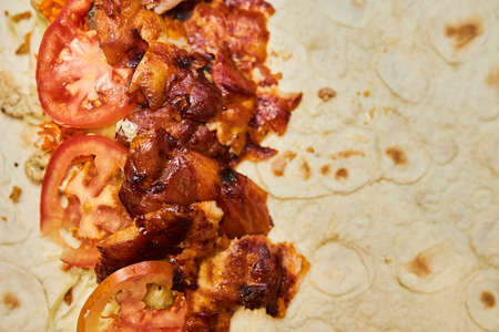 the cook prepares shawarma. a step-by-step recipe for making shawarma.の写真素材