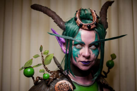 Kiev, Ukraine - June 1, 2019: Kiev Comic Con, an annual fandom festival in Ukraine. Festival of comics. Cosplayers dressed as their favorite superheroes. Marvel Cosplay, Avengers, Mortal Kombat, DCのeditorial素材
