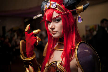 Kiev, Ukraine - June 1, 2019: Kiev Comic Con, an annual fandom festival in Ukraine. Festival of comics. Cosplayers dressed as their favorite superheroes. Marvel Cosplay, Avengers, Mortal Kombat, DCのeditorial素材