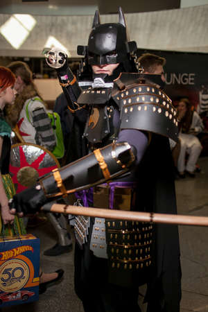 Kiev, Ukraine - June 1, 2019: Kiev Comic Con, an annual fandom festival in Ukraine. Festival of comics. Cosplayers dressed as their favorite superheroes. Marvel Cosplay, Avengers, Mortal Kombat, DCのeditorial素材