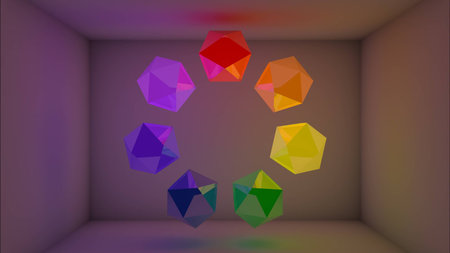 colorful rocks in illumination box