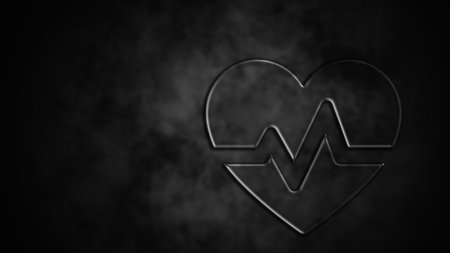 Logo of glass heart on a dark backgroundの写真素材