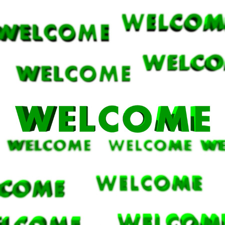 Green inscription welcome on white backgroundの写真素材
