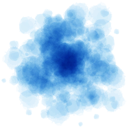 Blue tone watercolor splashes on white background.の写真素材