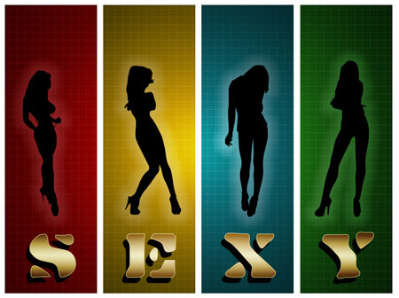 Illustration of women silhouettes and word sexyの写真素材