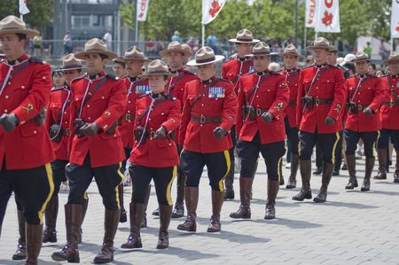 Military parade for Canada Day in Old Port of Montreal Quebec Canada July 1st 2009のeditorial素材