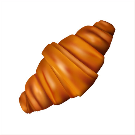 Delicious, fresh croissant on a white background. Croissants isolated on white. French breakfast.Raster realistic illustration. 3D rendering.の写真素材