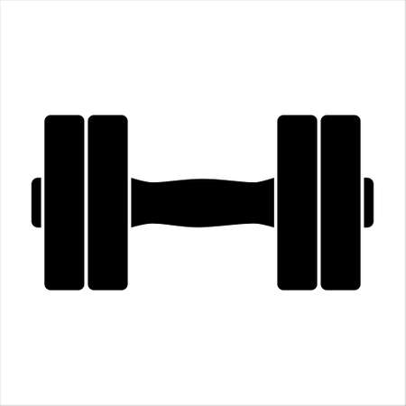 Dumbbell icon.Flat design. Black silhouette. Vector drawing. Isolated dumbbell icon, Gym equipmentのイラスト素材