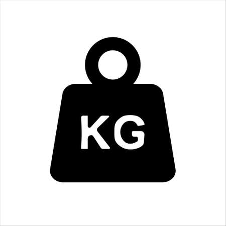 Simple KG weight silhouette icon, isolated on white isolated background. Raster Dumbbell icon.Flat design. Black silhouette.の写真素材