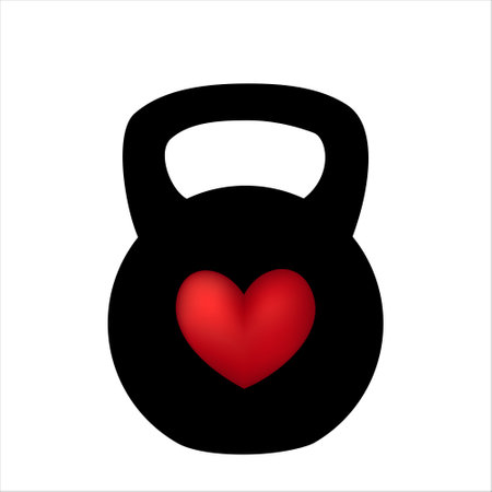 Kettlebell and heart. Fitness design concept. Vector Design.のイラスト素材