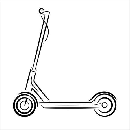 Electric Scooter silhouette on white background. Vehicle icons view from sideのイラスト素材