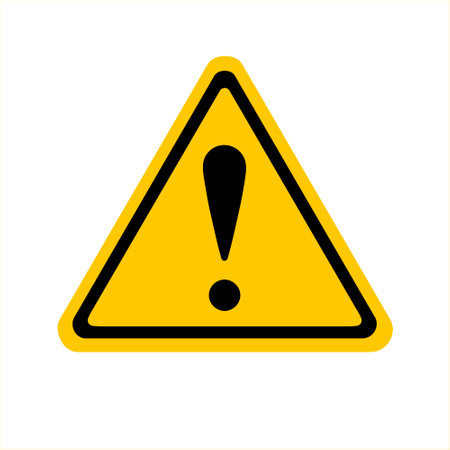 Hazard warning sign with exclamation mark. Yellow triangle sign board. Attention caution illustration on white background. Vector illustration EPS 10のイラスト素材