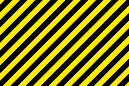 Abstract geometric striped texture. Warning yellow black diagonal stripes line. Stripe caution hazard, danger road sign symbol for road alert. Symbol of hazardous and radioactiveのイラスト素材