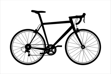 Racing bike silhouette, vector illustration isolated on white background. Sketch of a road bicycle design for racing athletesのイラスト素材