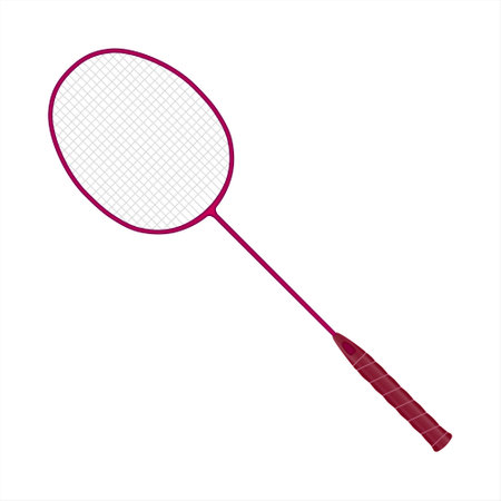 Colored badminton racket isolated on white background. Realistic design for sports apps and websites. Equipment for racket sports. Vector illustration. EPS 10.のイラスト素材