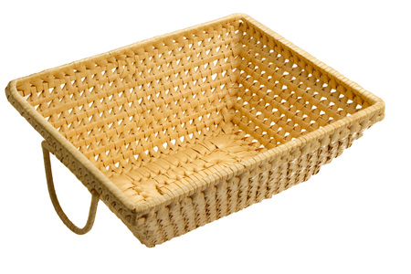 Basket for eating fruit bread vegetables on white background isolatedの写真素材