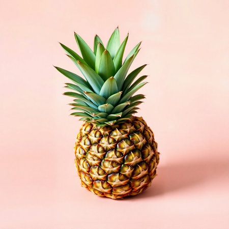 Pineapple on pastel pink background. Minimal summer concept.の素材