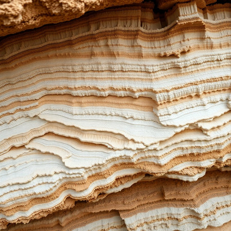 Close up of sandstone layers of the Dead Sea, Israel.の素材
